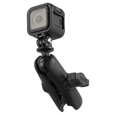 RAM-B-202-GOP1-201U: RAM® Double Socket Arm with Universal Action Camera Adapter