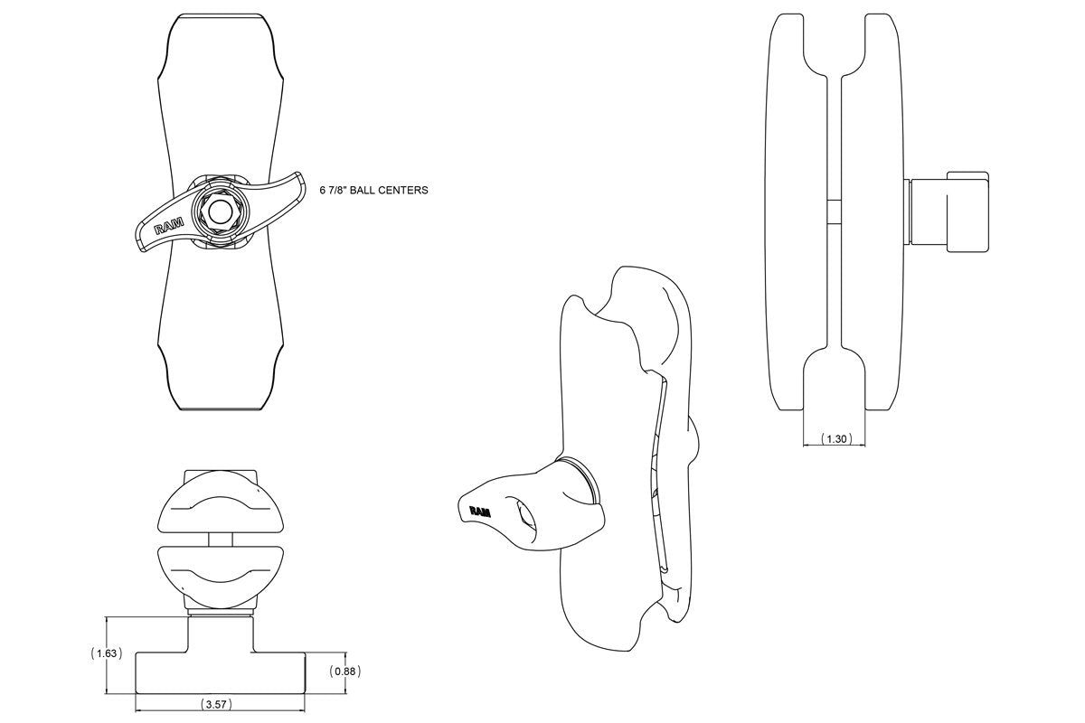 RAM-D-201U: RAM® Double Socket Arm