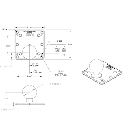 RAM-D-246U: RAM® 100x100mm VESA Plate with Ball