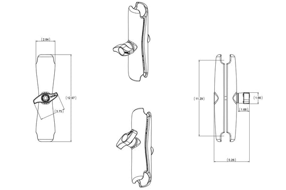 RAM-D-201U-E: RAM® Double Socket Arm